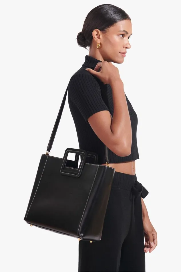 STAUD Totes Women STAUD SHIRLEY LEATHER BAG BLACK STAUD Totes Women STAUD SHIRLEY LEATHER BAG BLACK