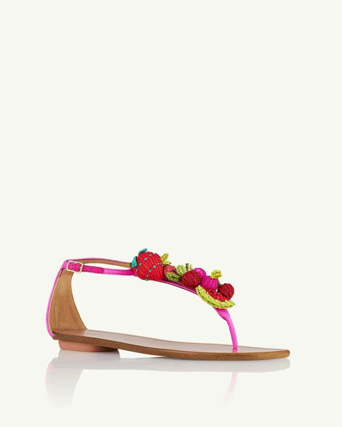 Strawberry Punch Sandal Flat Fuchsia Women Aquazzura Sandals