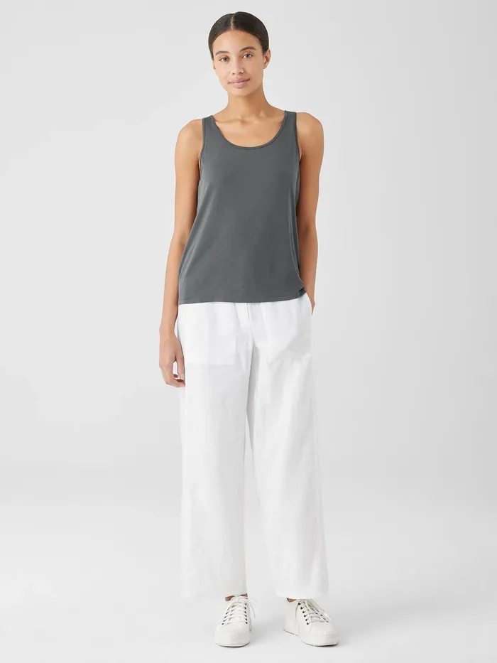 Stretch Silk Jersey Scoop Neck Tank Black Women Eileen Fisher Sweaters and Cardigans