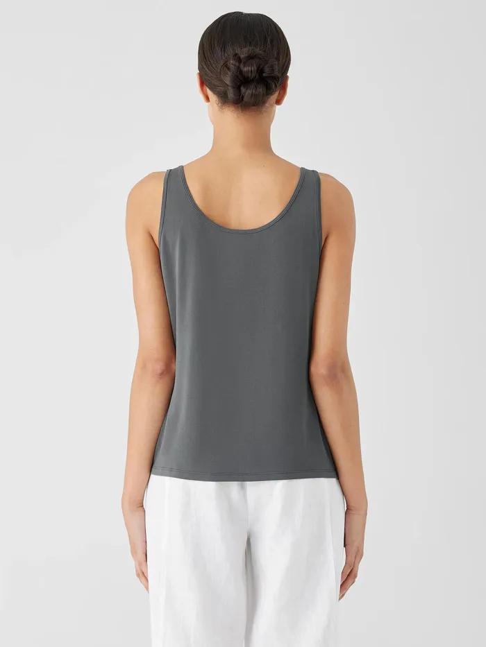 Stretch Silk Jersey Scoop Neck Tank Black Women Eileen Fisher Sweaters and Cardigans
