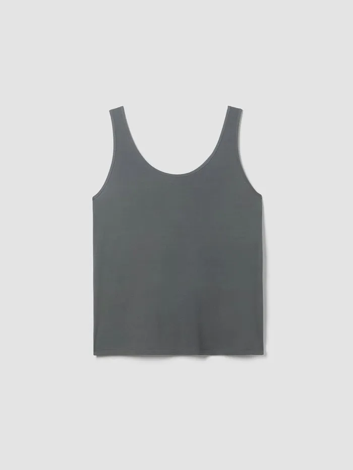 Stretch Silk Jersey Scoop Neck Tank Black Women Eileen Fisher Sweaters and Cardigans