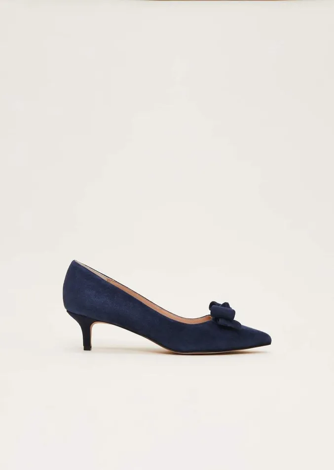 Structured Bow Kitten Heel Navy Women Phase Eight Occasion Shoes