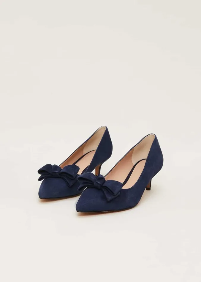 Structured Bow Kitten Heel Navy Women Phase Eight Occasion Shoes