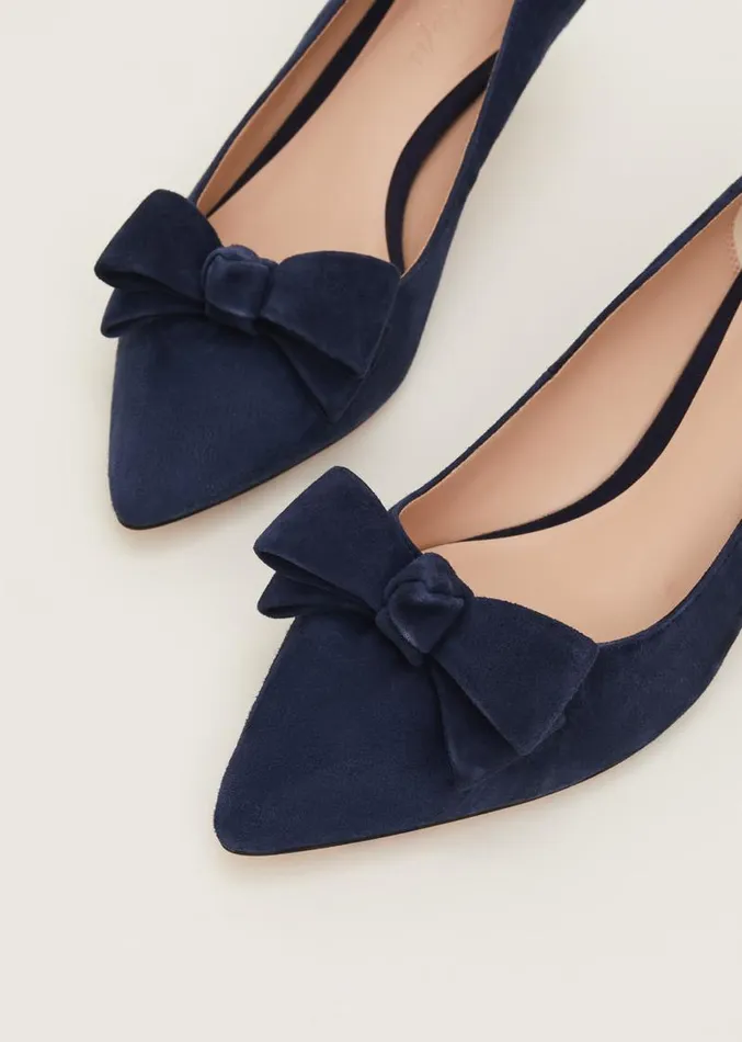 Structured Bow Kitten Heel Navy Women Phase Eight Occasion Shoes