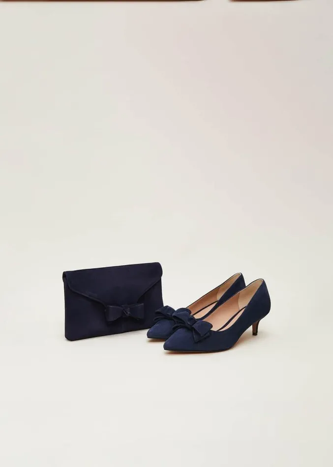 Structured Bow Kitten Heel Navy Women Phase Eight Occasion Shoes