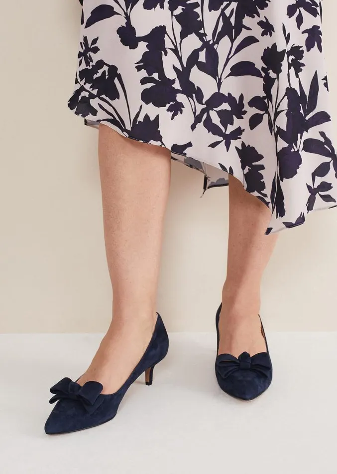 Structured Bow Kitten Heel Navy Women Phase Eight Occasion Shoes
