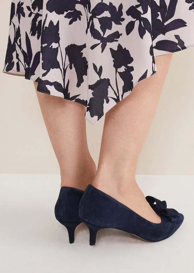 Structured Bow Kitten Heel Navy Women Phase Eight Occasion Shoes