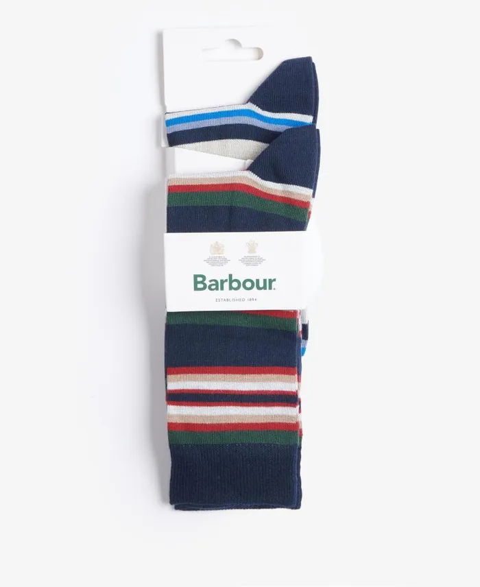 Summer Stripe 2 Pack Socks Navy Mix Men Barbour Socks