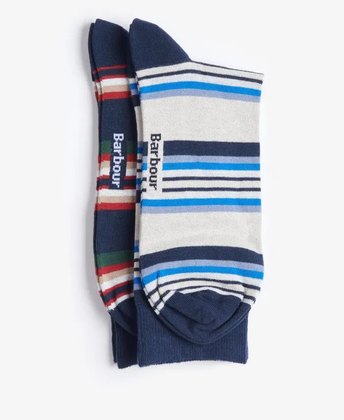 Summer Stripe 2 Pack Socks Navy Mix Men Barbour Socks