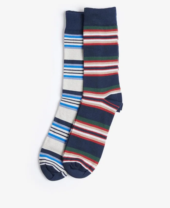 Summer Stripe 2 Pack Socks Navy Mix Men Barbour Socks
