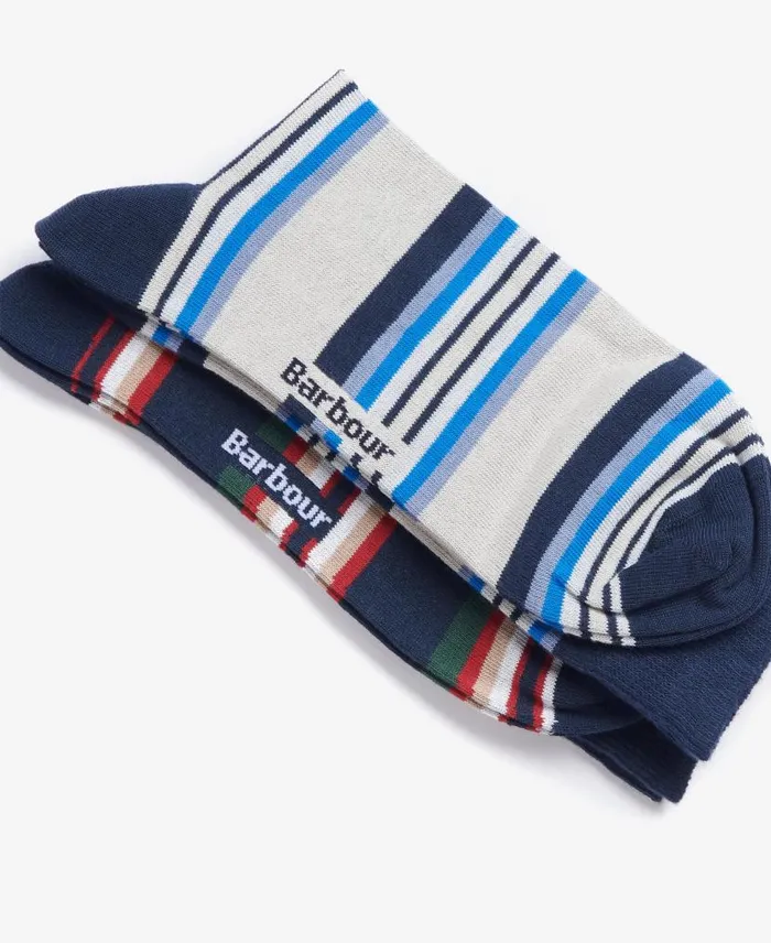 Summer Stripe 2 Pack Socks Navy Mix Men Barbour Socks