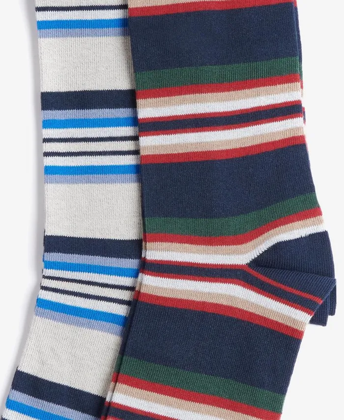 Summer Stripe 2 Pack Socks Navy Mix Men Barbour Socks
