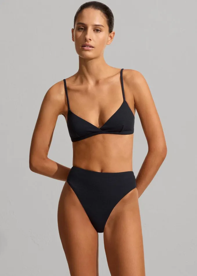 Swimwear Women The Frankie Shop Matteau Tri Bikini Top 8211 Navy Crinkle