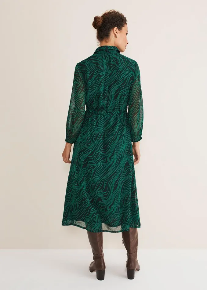 Tana Swirl Chiffon Midi Dress Dark Greenlight Green Women Phase Eight Dresses Tana Swirl Chiffon Midi Dress Dark Greenlight Green Women Phase Eight Dresses
