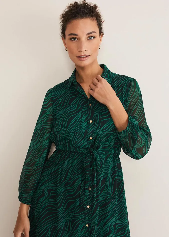 Tana Swirl Chiffon Midi Dress Dark Greenlight Green Women Phase Eight Dresses Tana Swirl Chiffon Midi Dress Dark Greenlight Green Women Phase Eight Dresses
