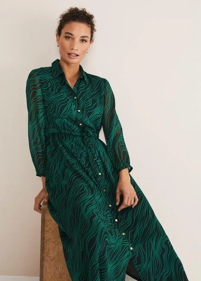 Tana Swirl Chiffon Midi Dress Dark Greenlight Green Women Phase Eight Dresses Tana Swirl Chiffon Midi Dress Dark Greenlight Green Women Phase Eight Dresses