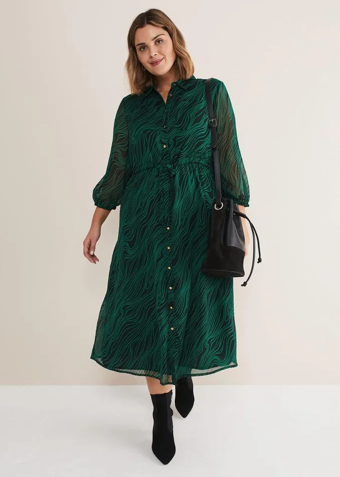 Tana Swirl Chiffon Midi Dress Dark Greenlight Green Women Phase Eight Dresses Tana Swirl Chiffon Midi Dress Dark Greenlight Green Women Phase Eight Dresses