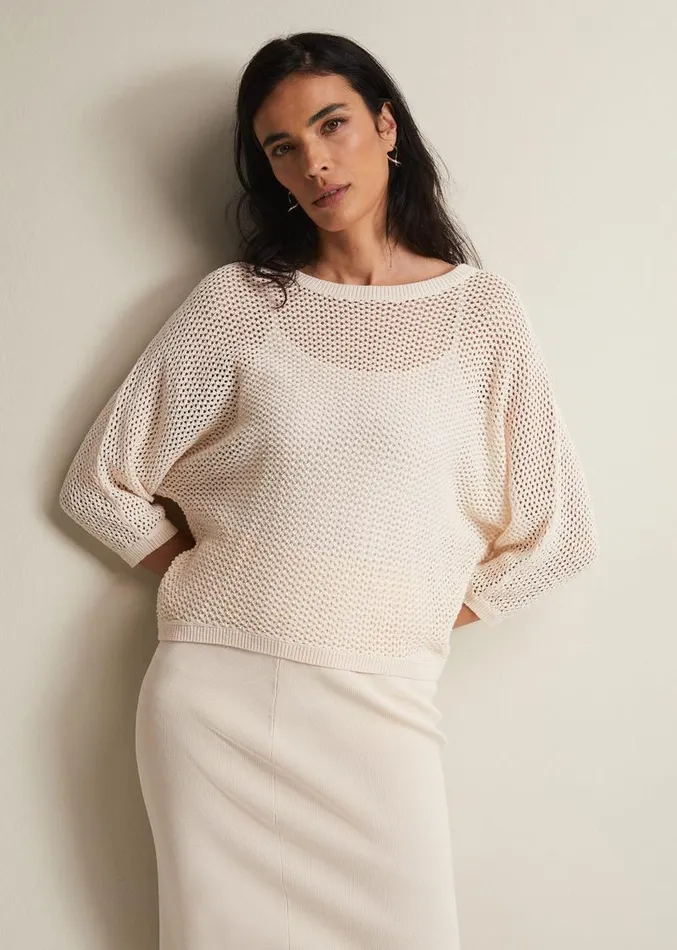 Tanah Textured Tape Knit Neutral Women Phase Eight Knitwear