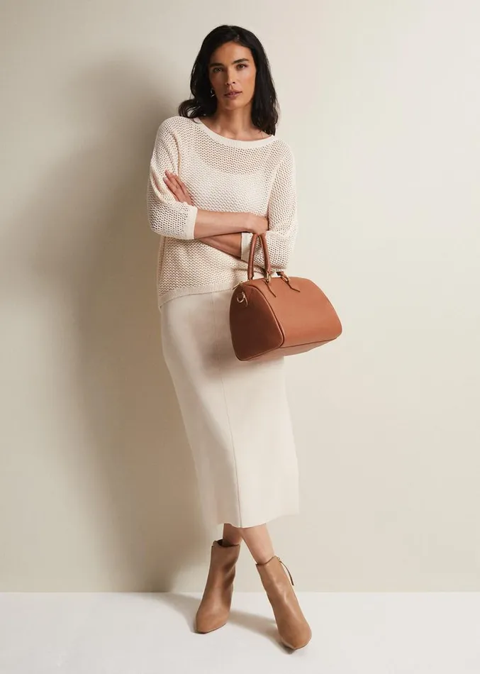 Tanah Textured Tape Knit Neutral Women Phase Eight Knitwear