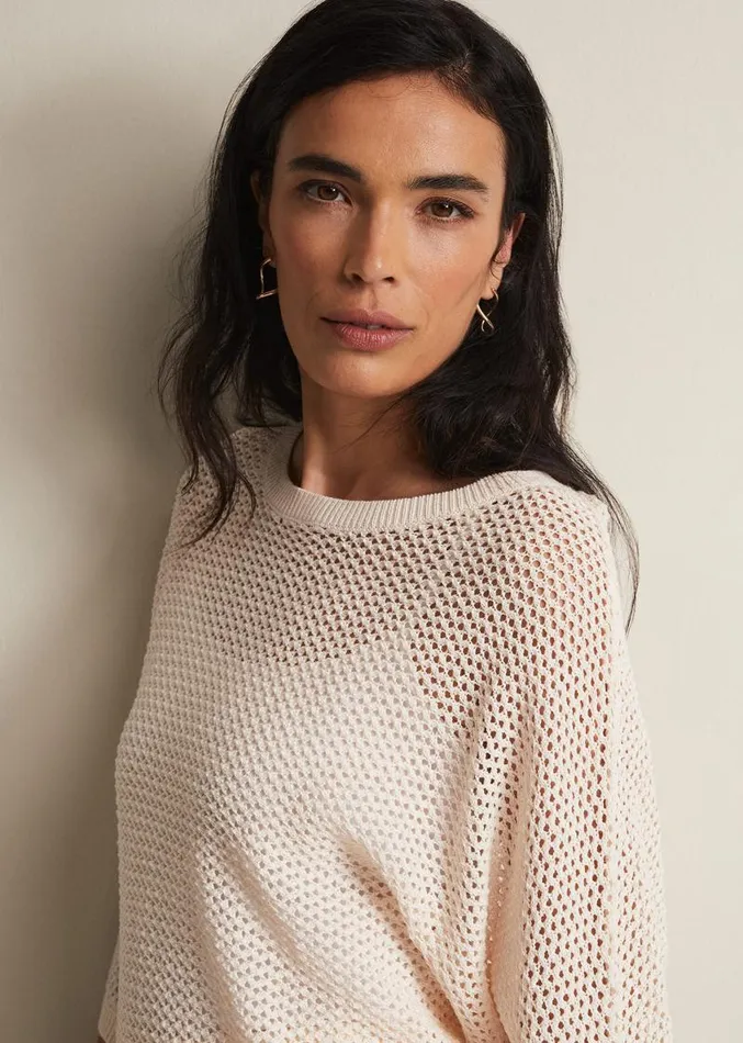 Tanah Textured Tape Knit Neutral Women Phase Eight Knitwear