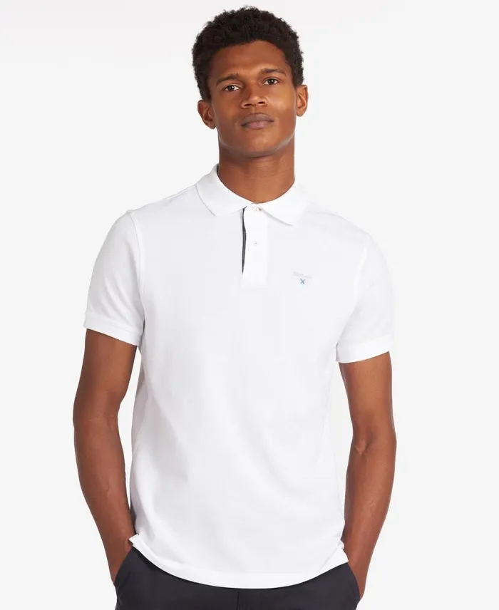 Tartan Pique Polo Shirt Faded Pink Men Barbour Polo Shirts