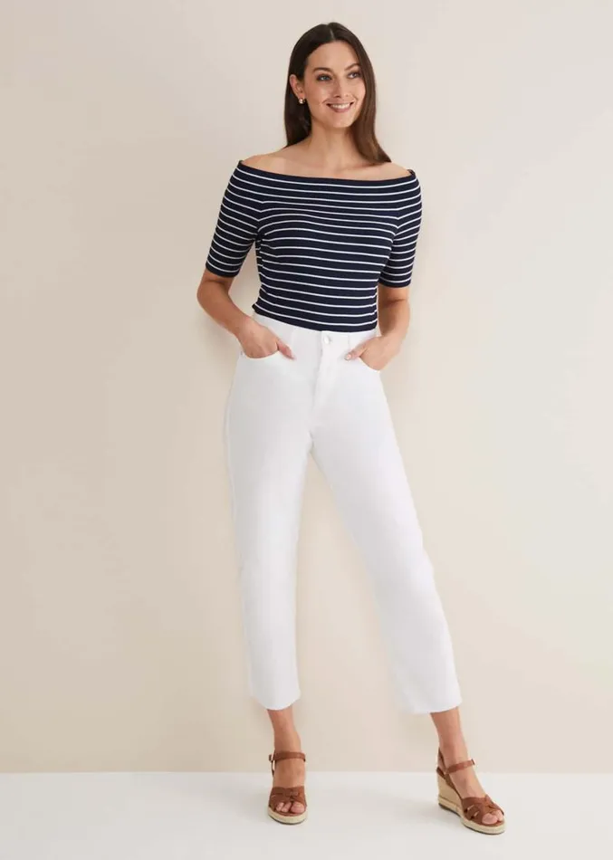 Taylah Striped Bandeau Top Navyivory Women Phase Eight Tops and TShirts