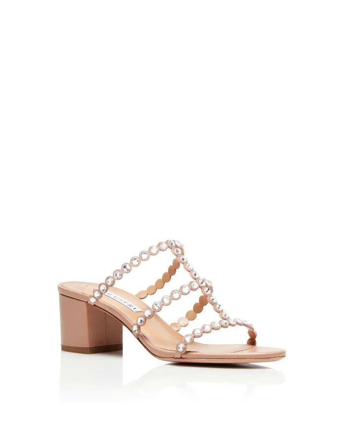 Tequila Sandal 50 Pink Women Aquazzura Slides and Mules Tequila Sandal 50 Pink Women Aquazzura Slides and Mules