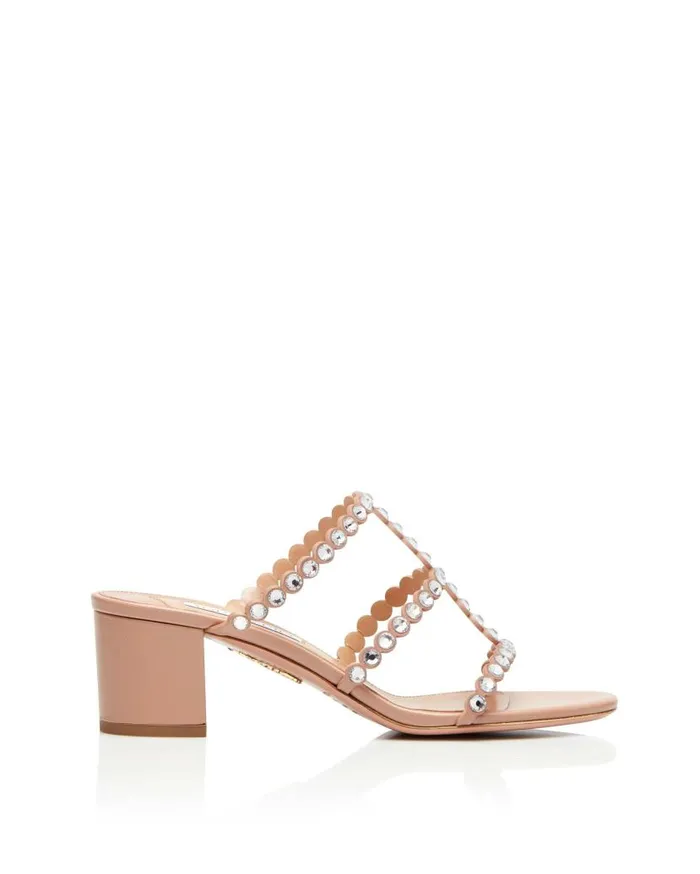 Tequila Sandal 50 Pink Women Aquazzura Slides and Mules Tequila Sandal 50 Pink Women Aquazzura Slides and Mules