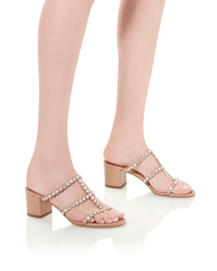 Tequila Sandal 50 Pink Women Aquazzura Slides and Mules Tequila Sandal 50 Pink Women Aquazzura Slides and Mules