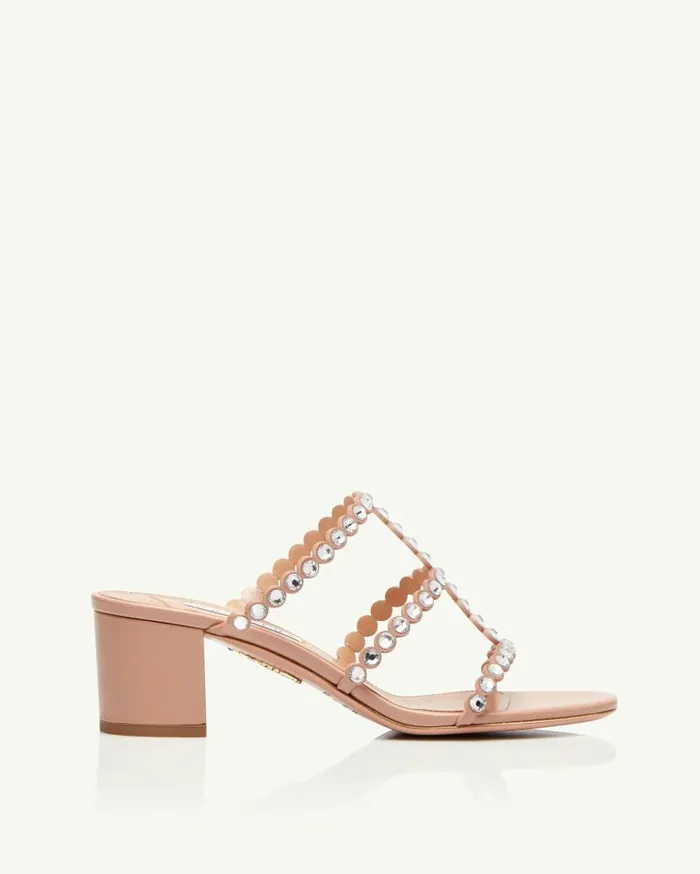 Tequila Sandal 50 Pink Women Aquazzura Slides and Mules Tequila Sandal 50 Pink Women Aquazzura Slides and Mules