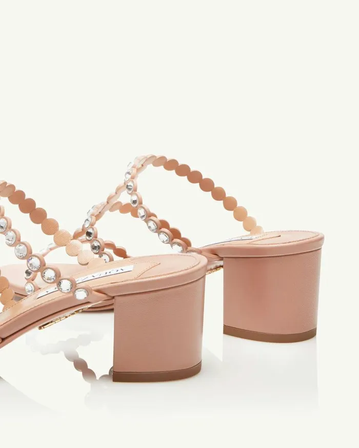 Tequila Sandal 50 Pink Women Aquazzura Slides and Mules Tequila Sandal 50 Pink Women Aquazzura Slides and Mules