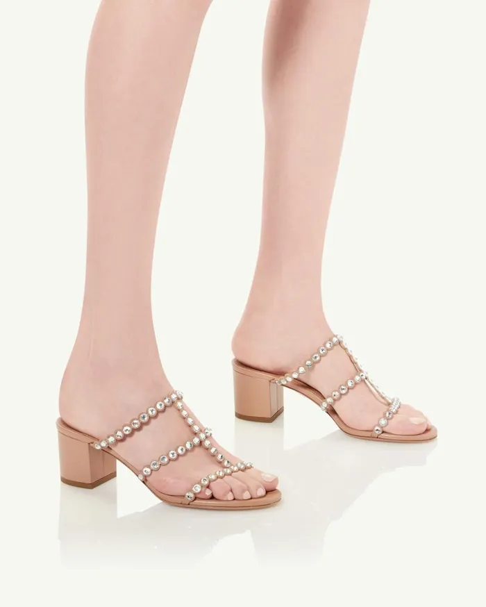 Tequila Sandal 50 Pink Women Aquazzura Slides and Mules Tequila Sandal 50 Pink Women Aquazzura Slides and Mules