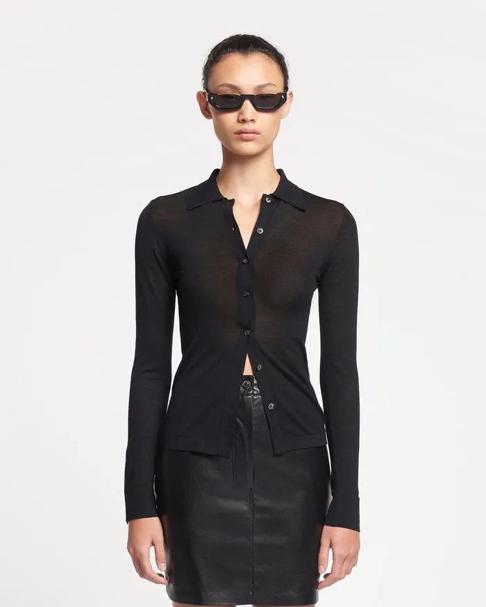Thalia Superfine Merino Cardigan Black Women Nanushka Tops