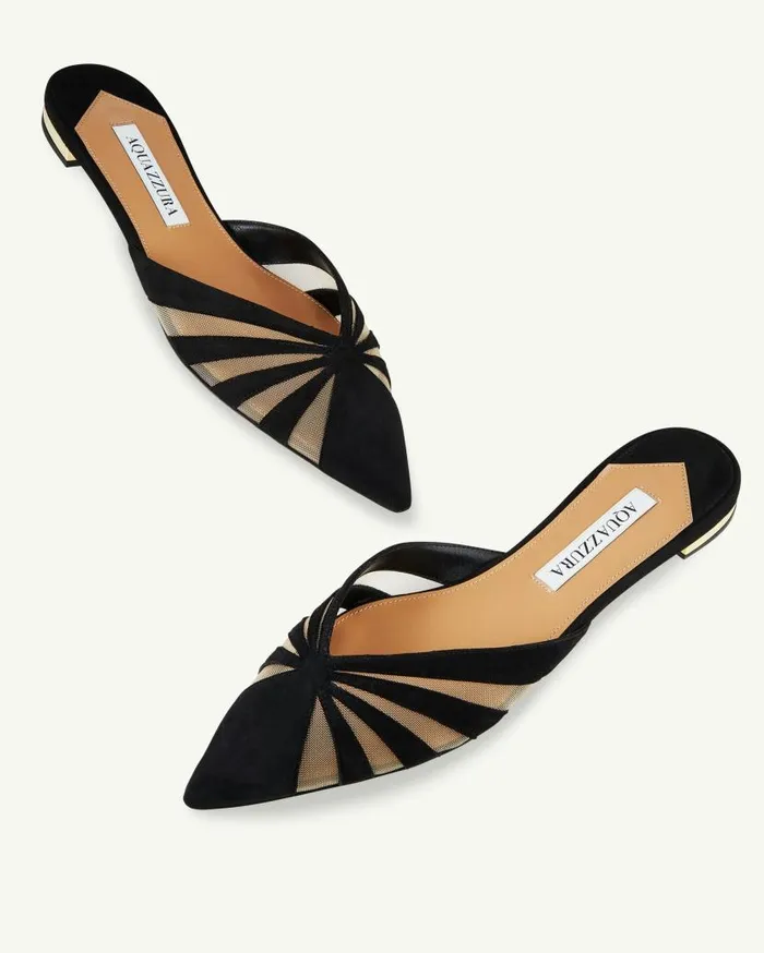 The Spy Mule Flat Black Women Aquazzura Slides and Mules The Spy Mule Flat Black Women Aquazzura Slides and Mules