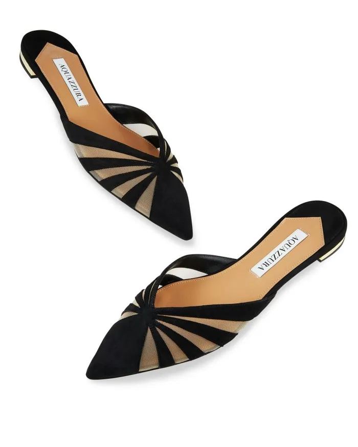 The Spy Mule Flat Black Women Aquazzura Slides and Mules The Spy Mule Flat Black Women Aquazzura Slides and Mules