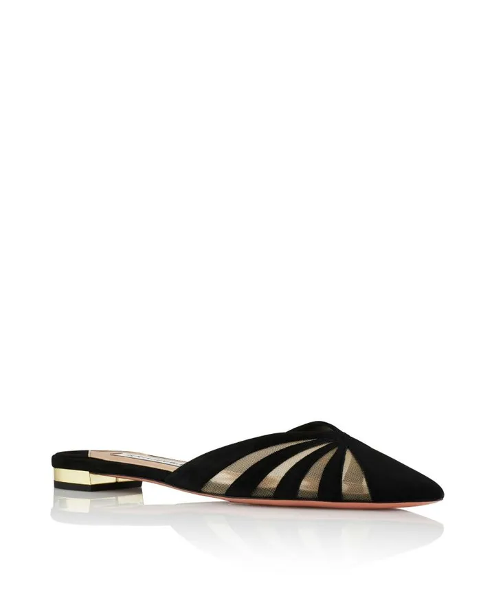The Spy Mule Flat Black Women Aquazzura Slides and Mules The Spy Mule Flat Black Women Aquazzura Slides and Mules