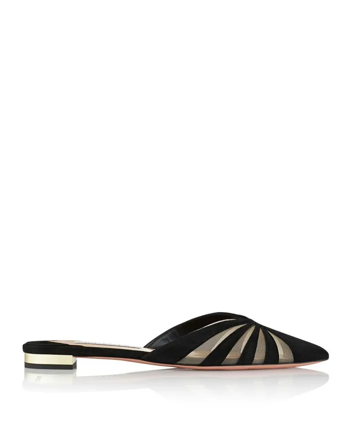 The Spy Mule Flat Black Women Aquazzura Slides and Mules The Spy Mule Flat Black Women Aquazzura Slides and Mules