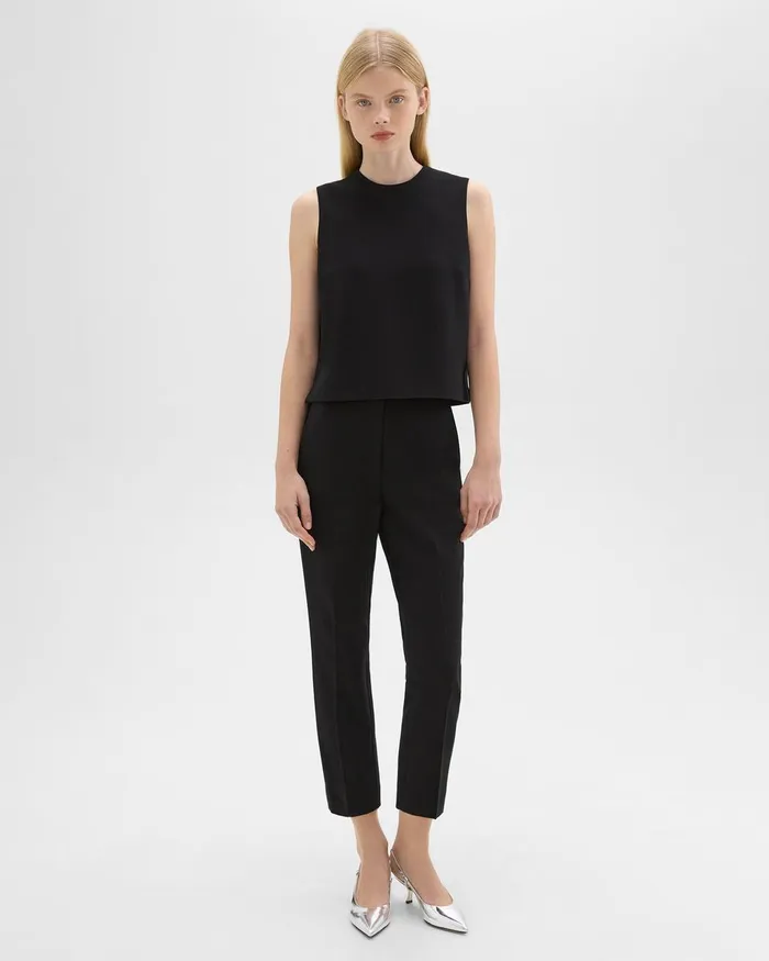 Theory Pants HighWaist Slim Crop Pant In Admiral Crepe Black 8211 Women