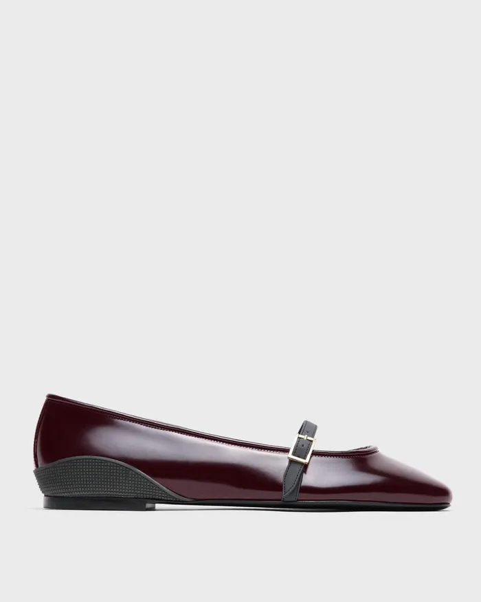 Theory Shoes Leather Ballerina Flat Bordeaux 8211 Women