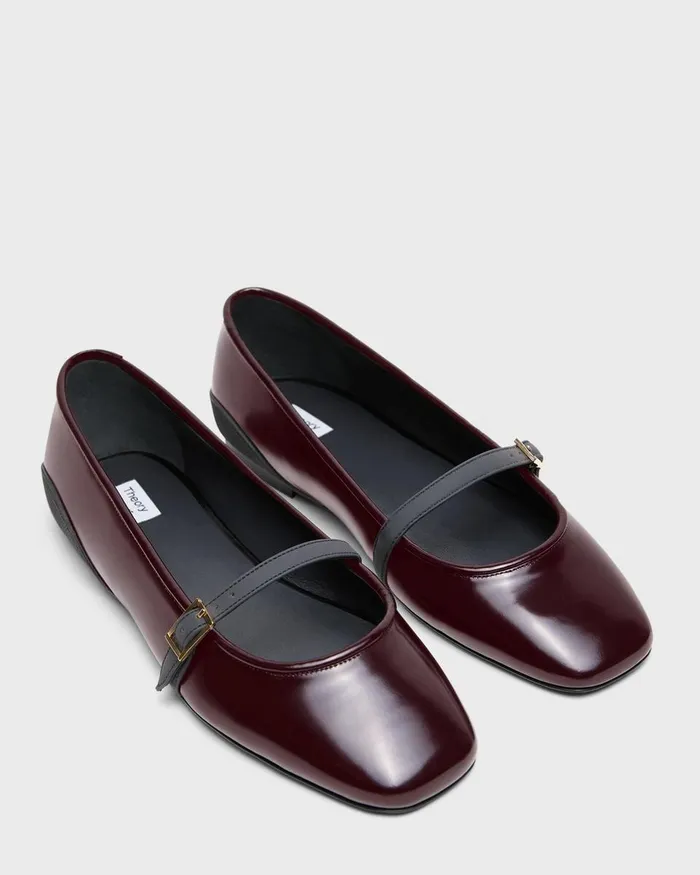 Theory Shoes Leather Ballerina Flat Bordeaux 8211 Women