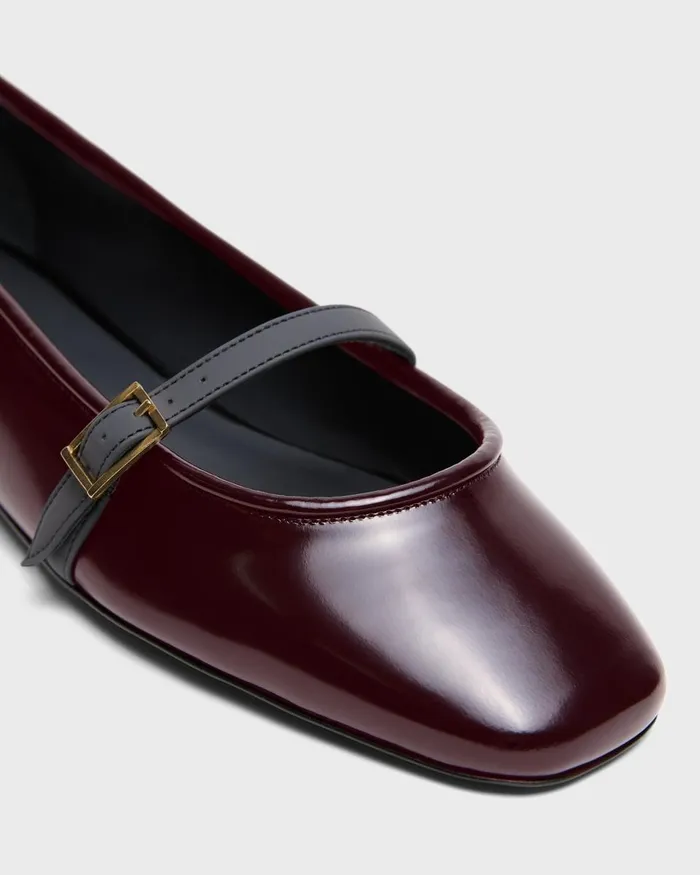 Theory Shoes Leather Ballerina Flat Bordeaux 8211 Women