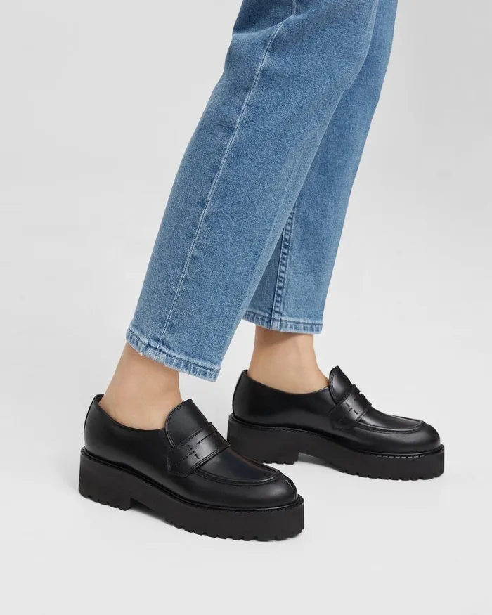 Theory Shoes Leather Platform Loafer Black 8211 Women