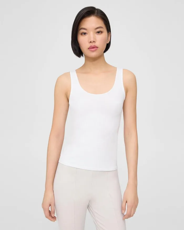 Theory TShirts Scoop Neck Tank In Stretch Cotton White 8211 Women