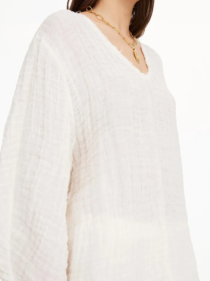Tops and Blouses Women By Malene Birger Mikala Organic Linen Blouse Pure White