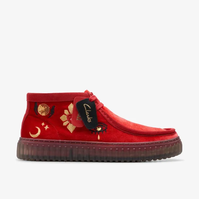 Torhill Hi Red Velvet WomenMen Clarks Boots and Booties