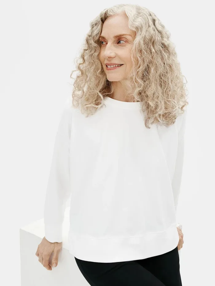 Traceable Cotton Jersey Crew Neck BoxTop White Women Eileen Fisher Tops and Tees