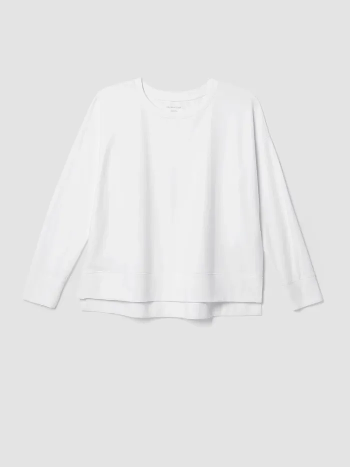 Traceable Cotton Jersey Crew Neck BoxTop White Women Eileen Fisher Tops and Tees