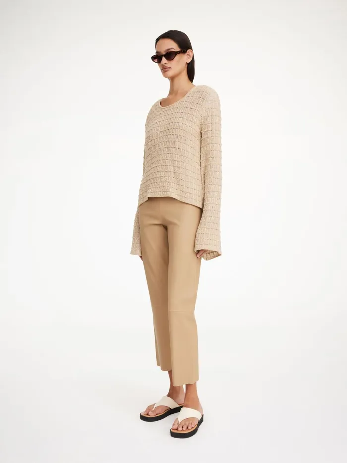 Trousers Women By Malene Birger Florentina Leather Trousers Sand Beige