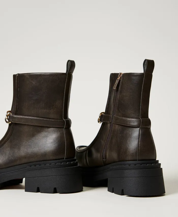 Twinset Ankle Boots With Oval T Clasp Coffee Chocolate Women Boots And Ankle Boots Twinset Ankle Boots With Oval T Clasp Coffee Chocolate Women Boots And Ankle Boots