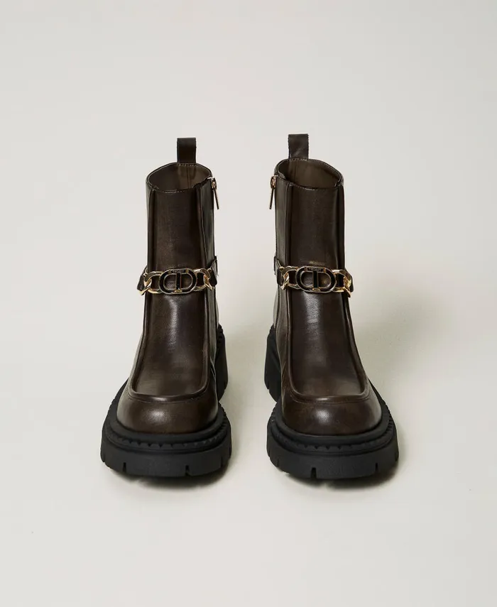 Twinset Ankle Boots With Oval T Clasp Coffee Chocolate Women Boots And Ankle Boots Twinset Ankle Boots With Oval T Clasp Coffee Chocolate Women Boots And Ankle Boots